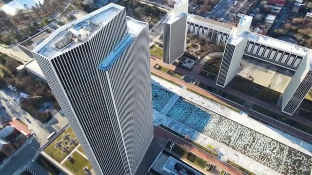 Albany Drone View Estado Nova York Empire State Plaza Paisagem — Vídeo de Stock