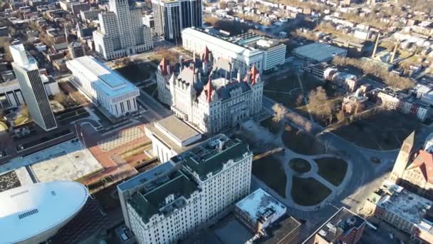 Albany Drone View New York State Capitol Empire State Plaza — Αρχείο Βίντεο