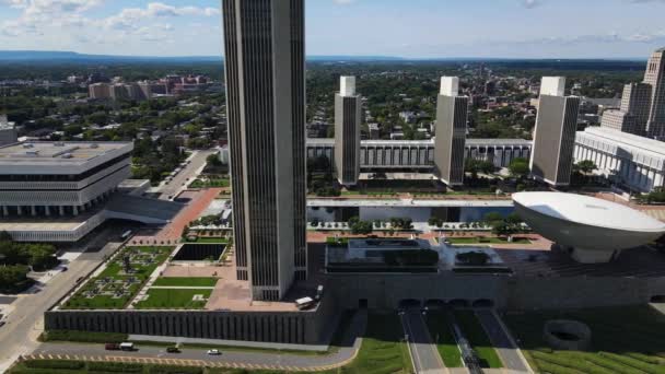 Albany Empire State Plaza Vistas Los Drones Centro Ciudad Estado — Vídeos de Stock