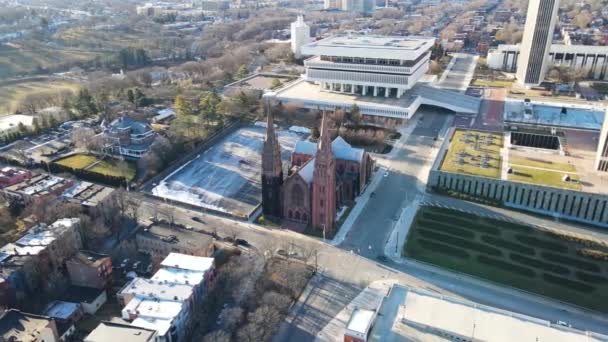 Albany Drone View Cathedral Immaculate Conception New York State — 비디오