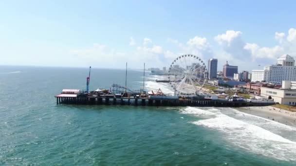 Atlantic City Drone View Steel Pier Centro Cidade Oceano Atlântico — Vídeo de Stock