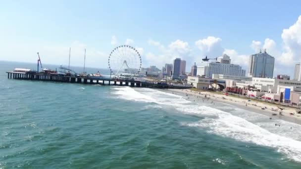 Atlantic City Vistas Los Drones Centro Ciudad Océano Atlántico Muelle — Vídeos de Stock