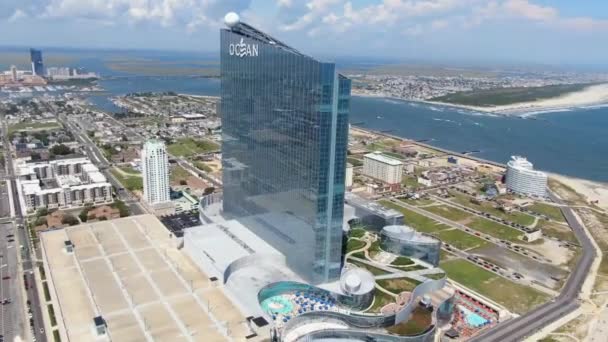 Atlantic City Drone View Downtown Ocean Casino Resort New Jersey — Stok video