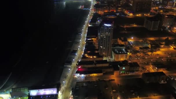 Atlantic City Night Downtown New Jersey Drone View City Lights — Stock video