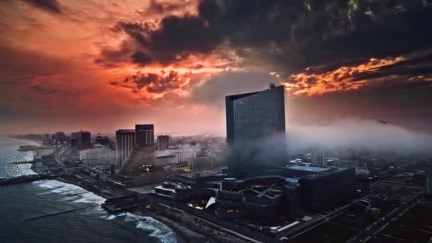 Mattina Sopra Atlantic City Drone View New Jersey Centro Città — Video Stock