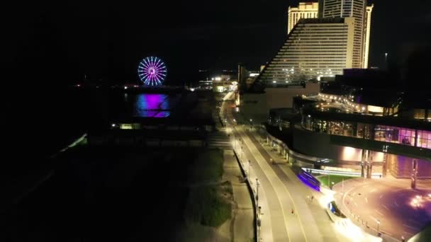 Atlantic City Nuit New Jersey Vue Sur Drone Lumières Ville — Video