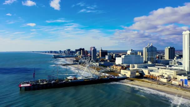 Atlantic City Drone View New Jersey Binnenstad Atlantische Oceaan — Stockvideo