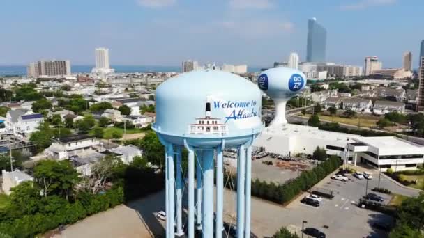 Atlantic City Water Tower Drone View Κέντρο New Jersey — Αρχείο Βίντεο