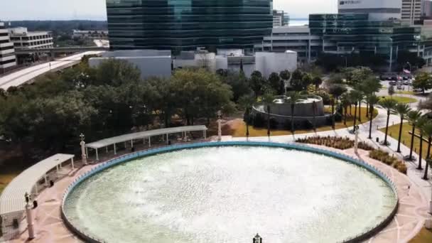 Jacksonville Friendship Fountain Johns River Park Drone View Florida — 비디오