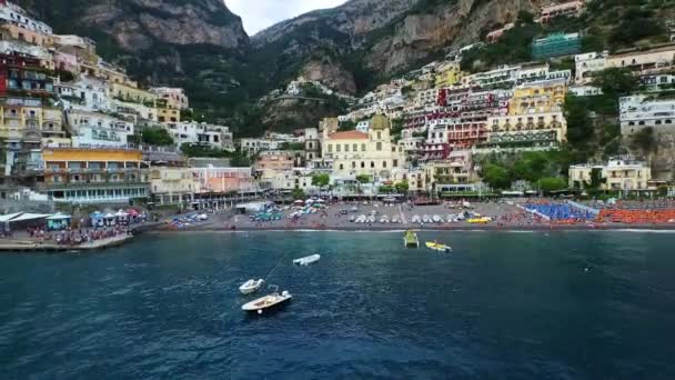 Amalfi Positano Italia Mar Tirreno Vista Aérea Provincia Salerno Acantilados — Vídeos de Stock