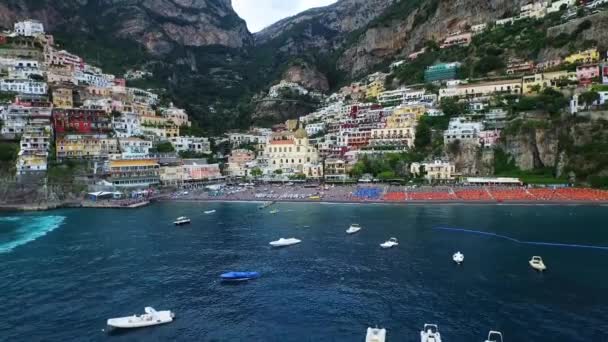 Amalfi Positano Itália Mar Tirreno Vista Aérea Cliffs Íngremes Província — Vídeo de Stock