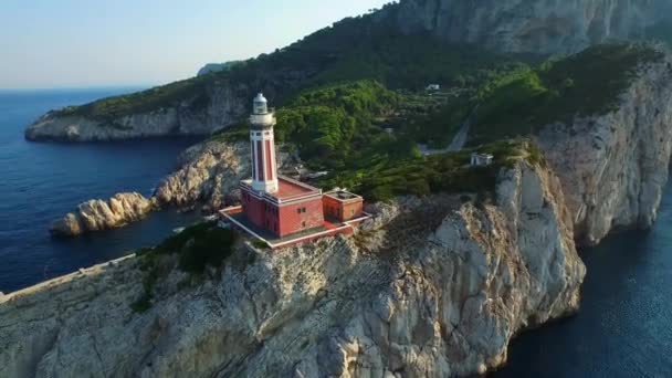 Amalfi Włochy Latarnia Morska Capo Orso Widok Powietrza Morze Tyrreńskie — Wideo stockowe