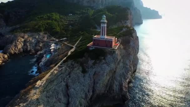 Amalfi Italia Faro Capo Orso Vista Aerea Mar Tirreno — Video Stock