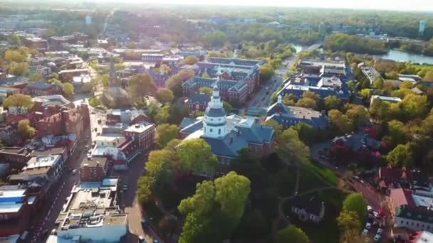 Annapolis Drone View Maryland State House Downtown Maryland — Stock video