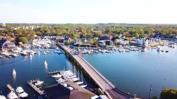 Annapolis Drone View Downtown Spa Creek Köprüsü Maryland — Stok video