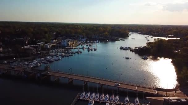 Annapolis Vistas Los Drones Spa Creek Drawbridge Centro Ciudad Maryland — Vídeo de stock