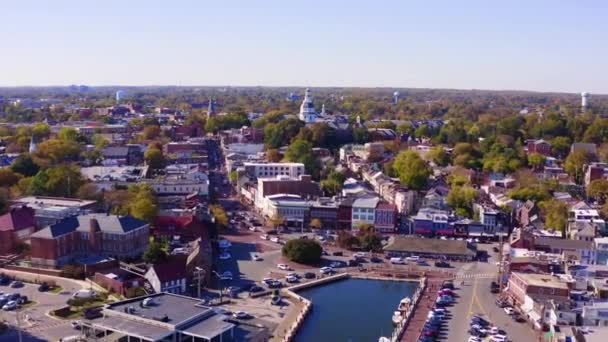Annapolis Vistas Los Drones Muelle Ciudad Annapolis Centro Ciudad Maryland — Vídeo de stock