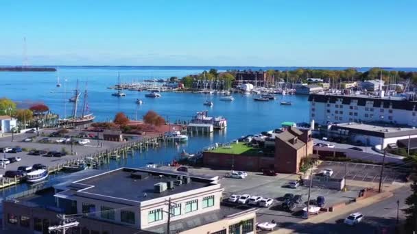 Annapolis Drone View Maryland Annapolis Harbor Κέντρο — Αρχείο Βίντεο