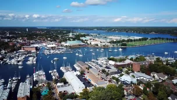 Annapolis United States Naval Academy Drone View Annapolis Harbor Eastport — Vídeo de stock