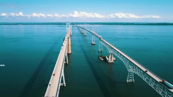 Most Zatokowy Chesapeake Widok Lotu Ptaka Maryland Zatoka Chesapeake — Wideo stockowe