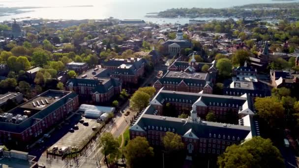 Annapolis Maryland State House Downtown Drone View Amazing Landscape — Stock video