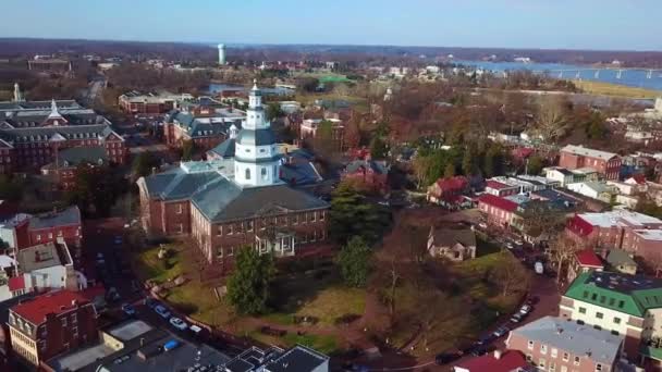 Maryland State House Full Flyby Annapolis Vue Sur Drone Centre — Video