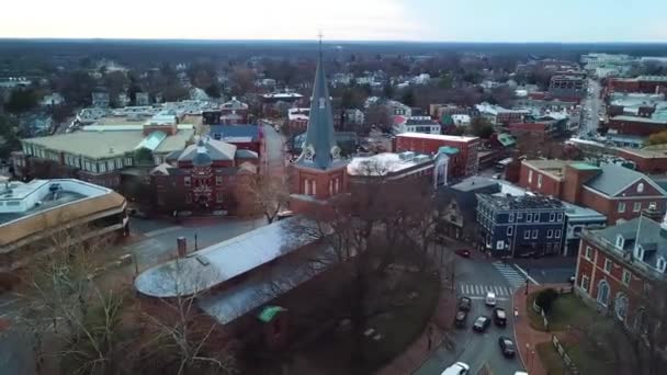 Anne Parish Full Flyby Annapolis Drone View Downtown Maryland — Video Stock