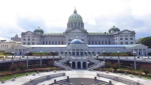 Harrisburg Pennsylvania Eyalet Meclisi Hava Manzarası Nanılmaz Manzara Şehir Merkezi — Stok video