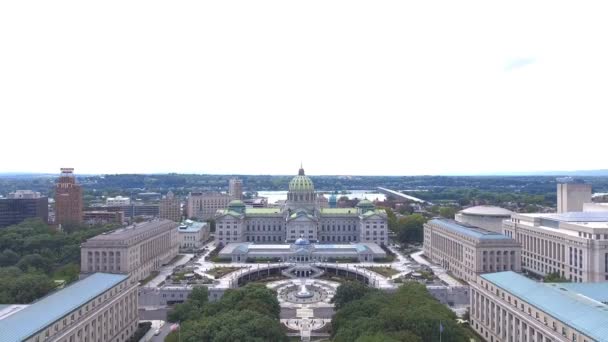 Harrisburg Pennsylvania State Capitol Luftaufnahme Innenstadt Erstaunliche Landschaft — Stockvideo