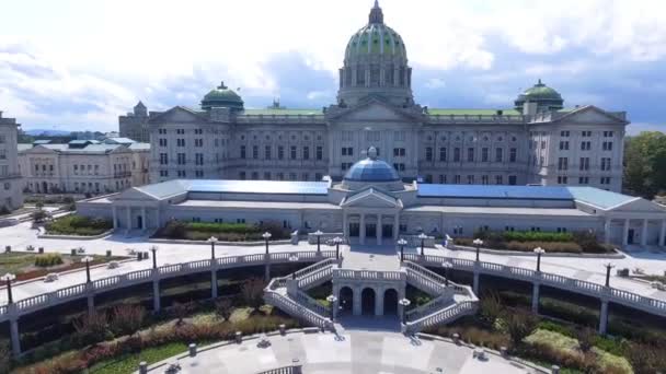 Harrisburg Pennsylvania State Capitol Centrum Flygfoto Fantastiskt Landskap — Stockvideo