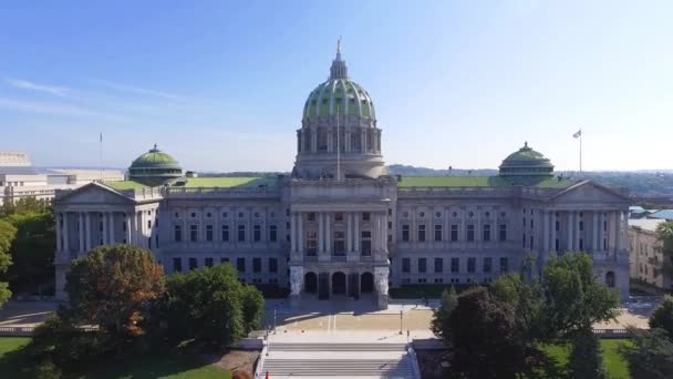 Harrisburg Pennsylvania State Capitol Amazing Landscape Aerial View Downtown — стокове відео