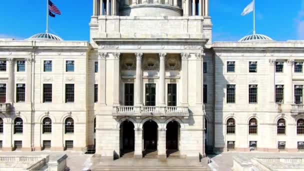 Providence Rhode Island State House Flygfoto Downtown Fantastiskt Landskap — Stockvideo