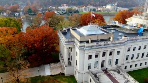 Charleston Capitólio Estado Virgínia Ocidental Centro Cidade Vista Drone Paisagem — Vídeo de Stock