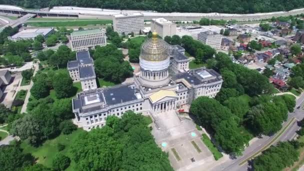 Charleston West Virginia State Capitol Centro Città Paesaggio Fantastico Drone — Video Stock