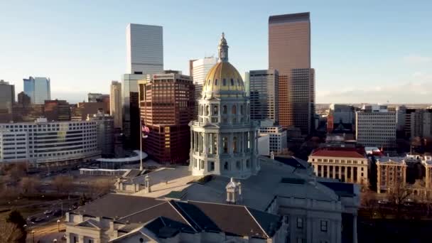 Denver Colorado State Capitol Drone View Amazing Landscape Downtown — стокове відео
