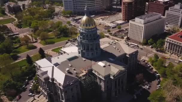 Denver Colorado State Capitol Luchtfoto Downtown Amazing Landscape — Stockvideo