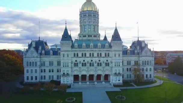 Hartford Connecticut State Capitol Widok Powietrza Śródmieście Niesamowity Krajobraz — Wideo stockowe