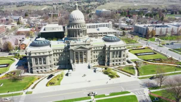 Boise Idaho State Capitol Flygfoto Downtown Fantastiskt Landskap — Stockvideo