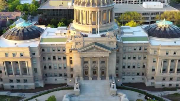 Boise Idaho State Capitol Drone View Downtown Amazing Landscape — стокове відео