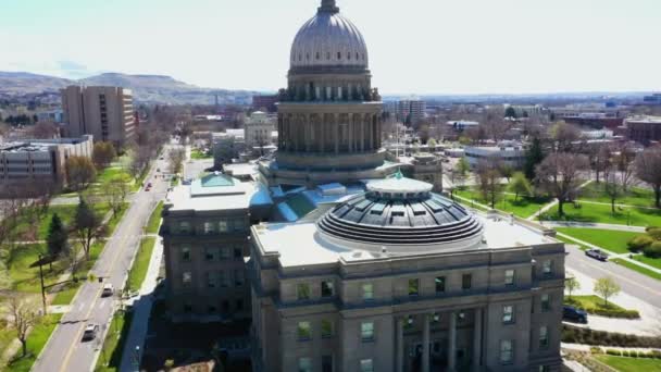 Boise Idaho State Capitol Centro Ciudad Vista Aérea Paisaje Increíble — Vídeo de stock