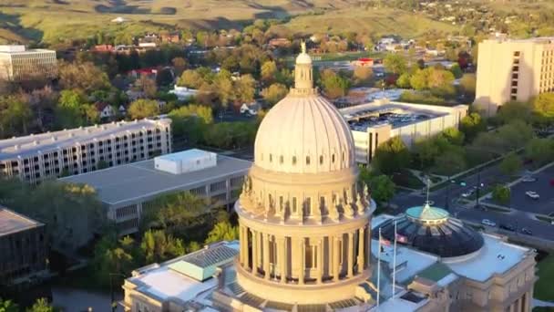 Boise Idaho State Capitol Amazing Landscape Downtown Letecký Pohled — Stock video