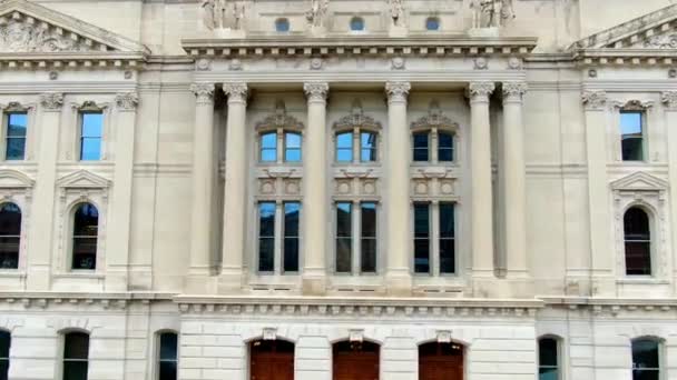 Indianapolis Indiana State Capitol Drone View Downtown Indiana Statehouse — стокове відео