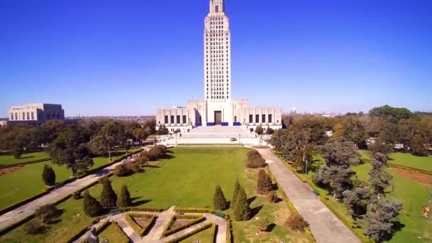 Baton Rouge Louisiana State Capitol Vista Aérea Jardines Del Capitolio — Vídeos de Stock