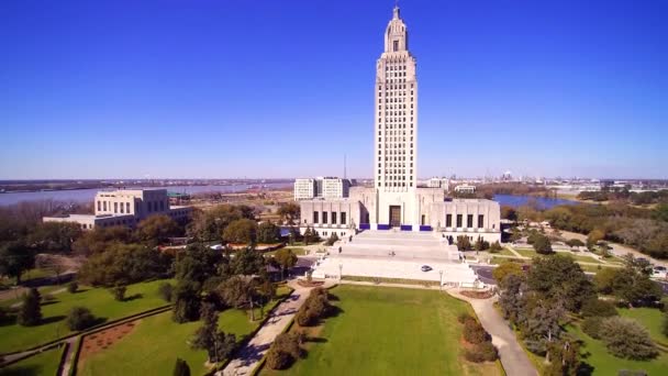 Baton Rouge Louisiana State Capitol Capitol Gardens Downtown Aerial View — Stok Video