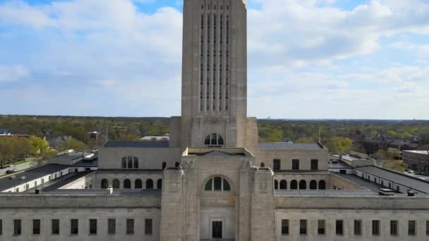 Lincoln Nebraska State Capitol Αεροφωτογραφία Downtown Καταπληκτικό Τοπίο — Αρχείο Βίντεο