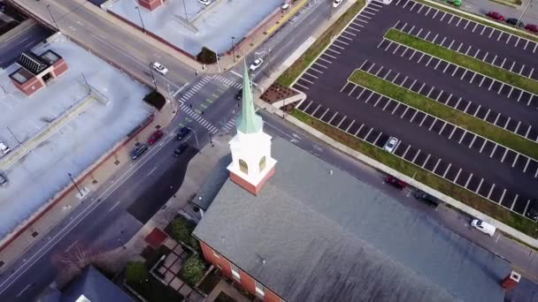 Lexington Kentucky Calvary Baptist Kilisesi Şehir Merkezi Drone View — Stok video