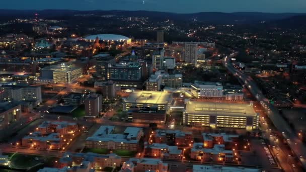 Syracuse Night Aerial View Downtown City Lights New York Állam — Stock videók