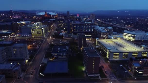 Syracuse Nuit Vue Aérienne État New York Centre Ville Lumières — Video