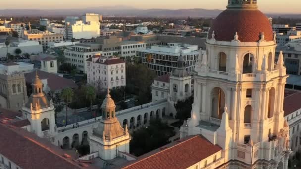 Pasadena Radnice Kalifornie Úžasná Krajina Centrum Drone View — Stock video