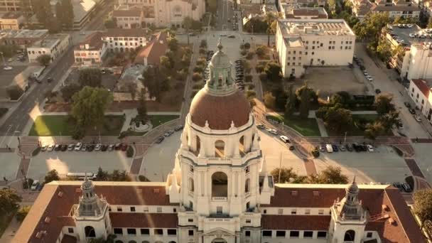 Pasadena Radnice Kalifornie Drone View Downtown Amazing Landscape — Stock video
